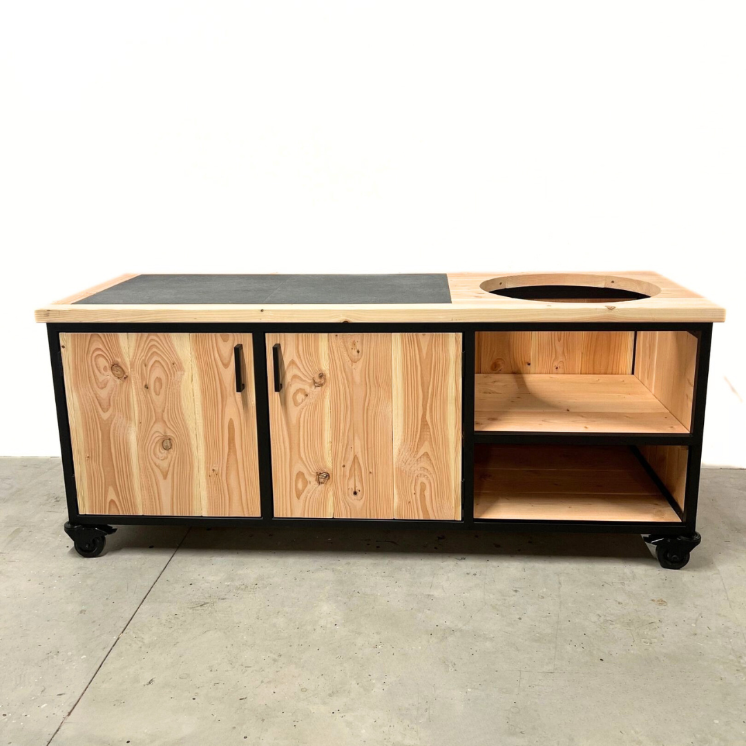 Buitenkeuken Douglas en staal met opbergkast en Keramische tegel - Lengte 205 cm - Afbeelding 3